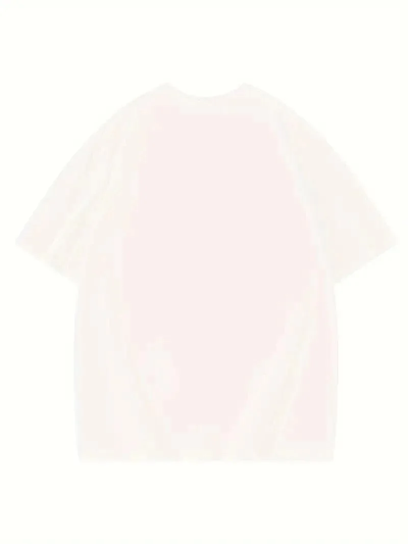 Kadın Baskılı Tişört Bisiklet yaka yazlık Kısa Kol oversize t-shirt - Beyaz
