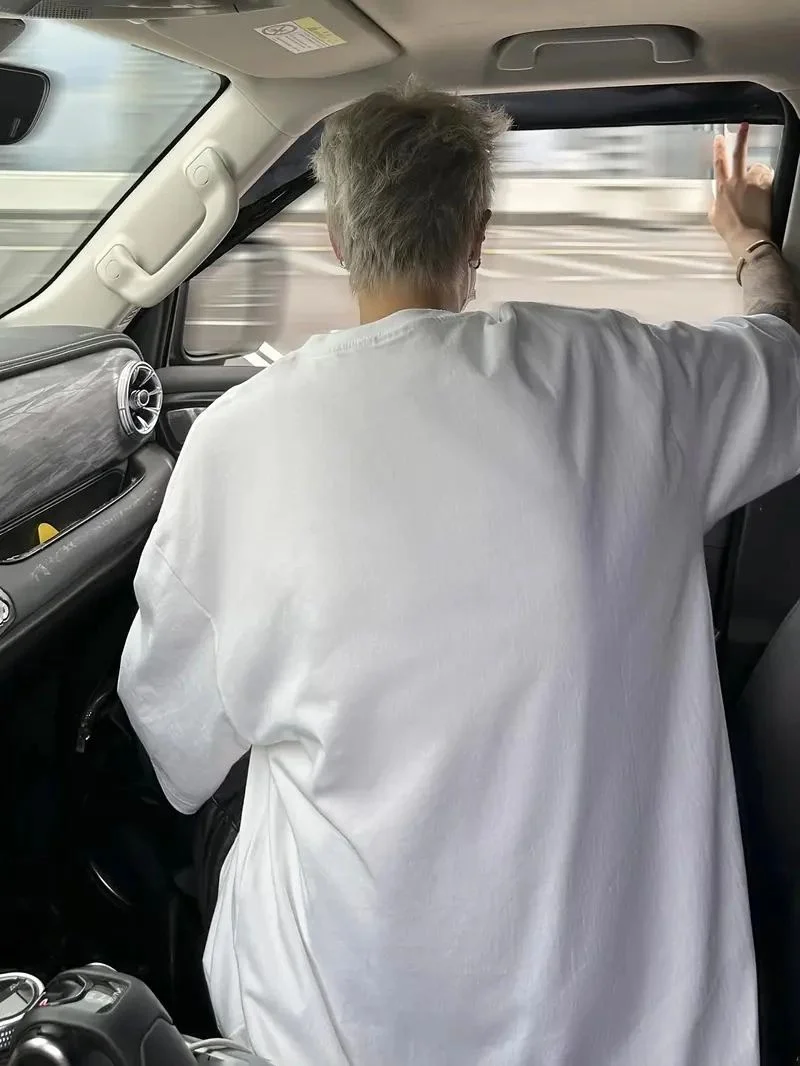 Erkek Baskılı Tişört Kısa Kol Bisiklet Yaka Oversize T-Shirt - Beyaz