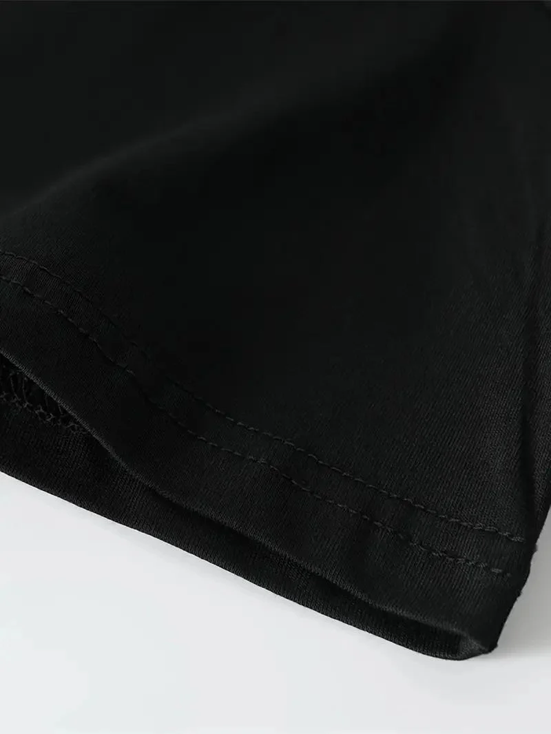 Erkek Baskılı T-Shirt Kısa Kol Bisiklet Yaka Regular Fit Yazlık Tişört - Siyah