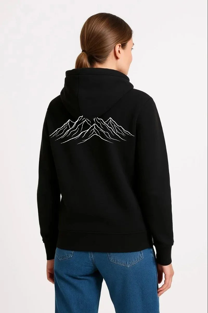 Kadın 3 İplik Pamuklu Kapüşonlu Hoodie Sweatshirt Nihilist Penguen Baskılı - Siyah