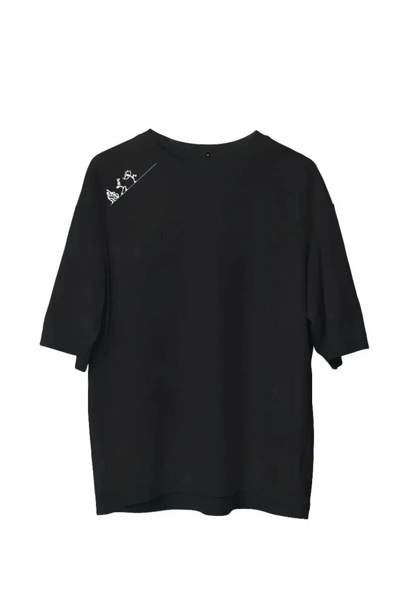 Erkek Baskılı T-Shirt Kısa Kol Bisiklet Yaka Regular Fit Rahat Kalıp Günlük Tişört - Siyah