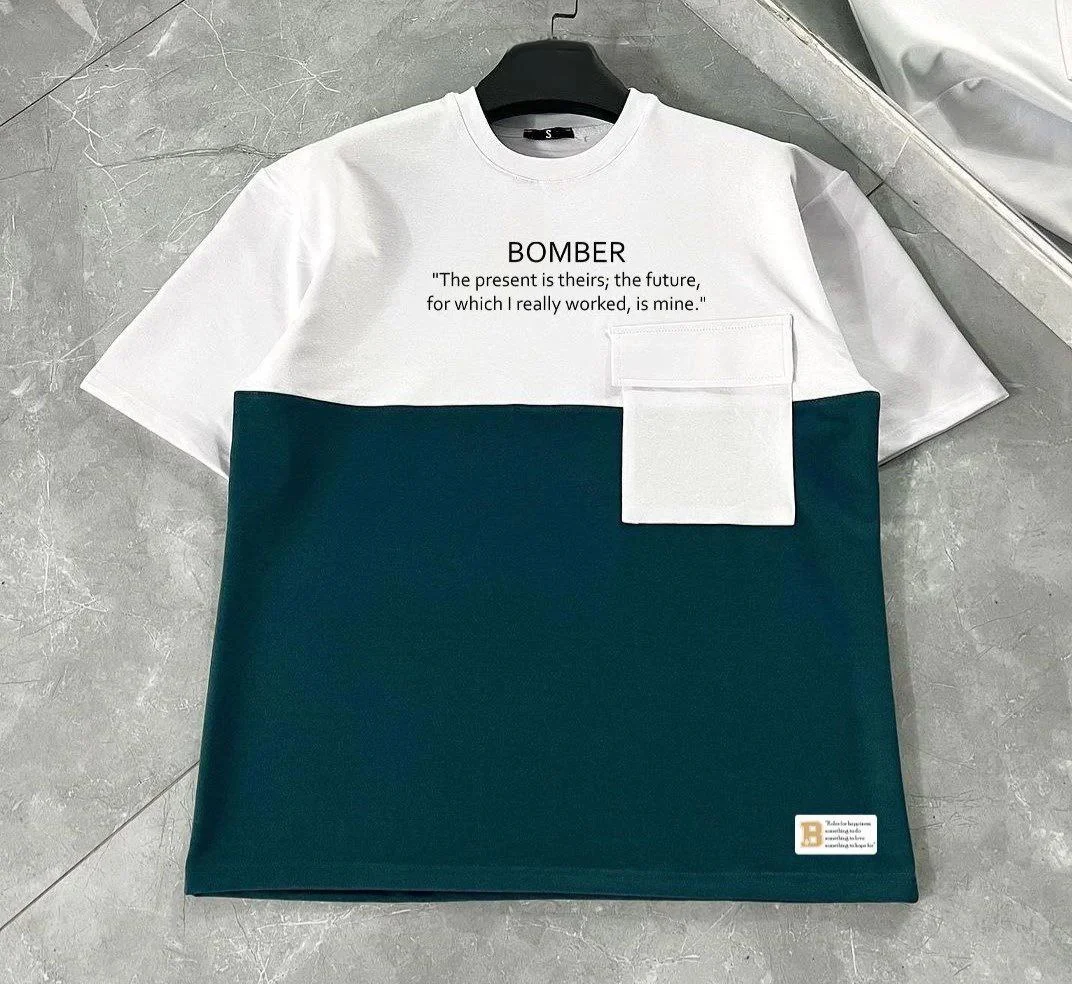 ERKEK Tişört Torba Cepli Parçalı Kısa Kol T-Shirt - Lacivert