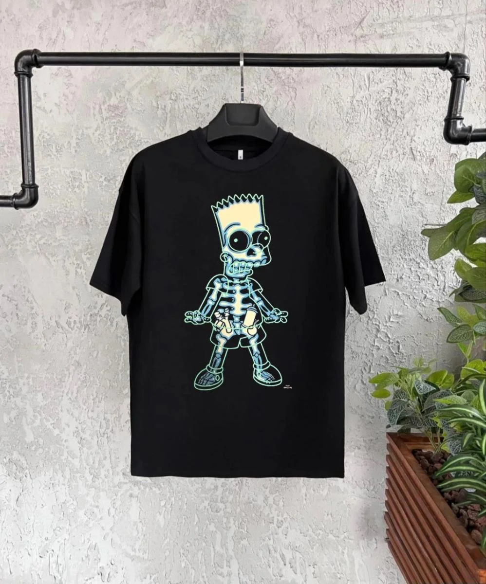 Çoçuk Bisiklet Yaka Kısa Kol Baskılı T-Shirt - Siyah