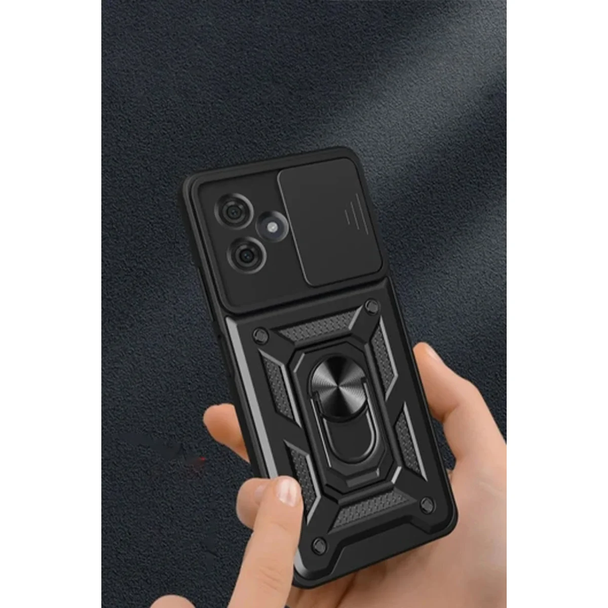 Redmi Note 13 Pro Plus Kılıf Pars Lens Yüzüklü Silikon - Siyah