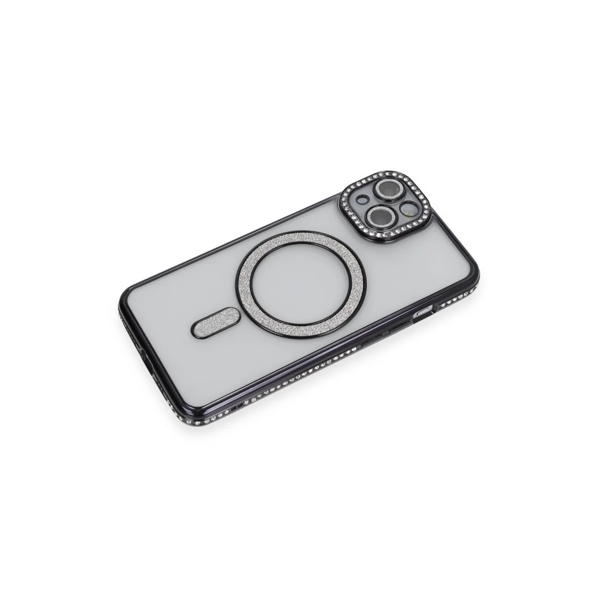 iPhone 13 Kılıf Joke Simli Magneticsafe Kılıf - Siyah
