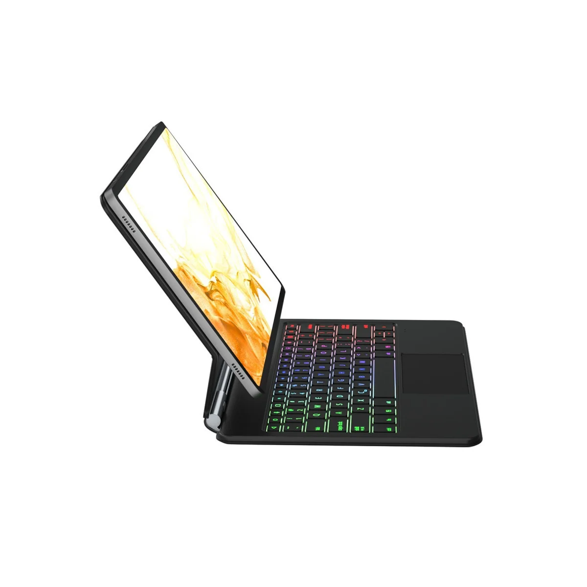 Galaxy T870 Tab S7 11 Kılıf Eternal Ledli Klavyeli Tablet Kılıfı - Siyah