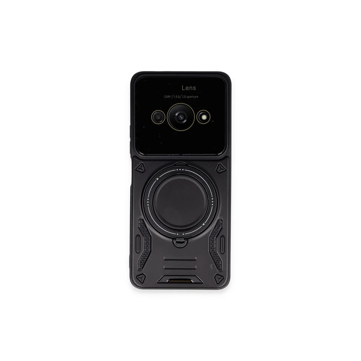 Poco C61 Kılıf Joy Lens Standlı Kapak - Siyah