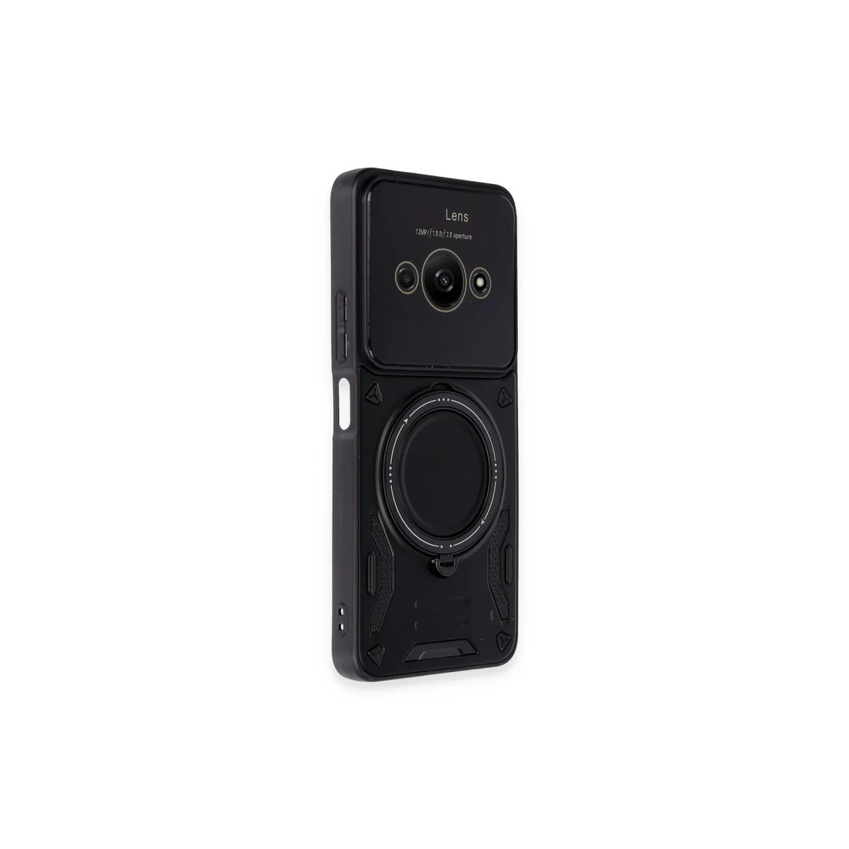 Poco C61 Kılıf Joy Lens Standlı Kapak - Siyah