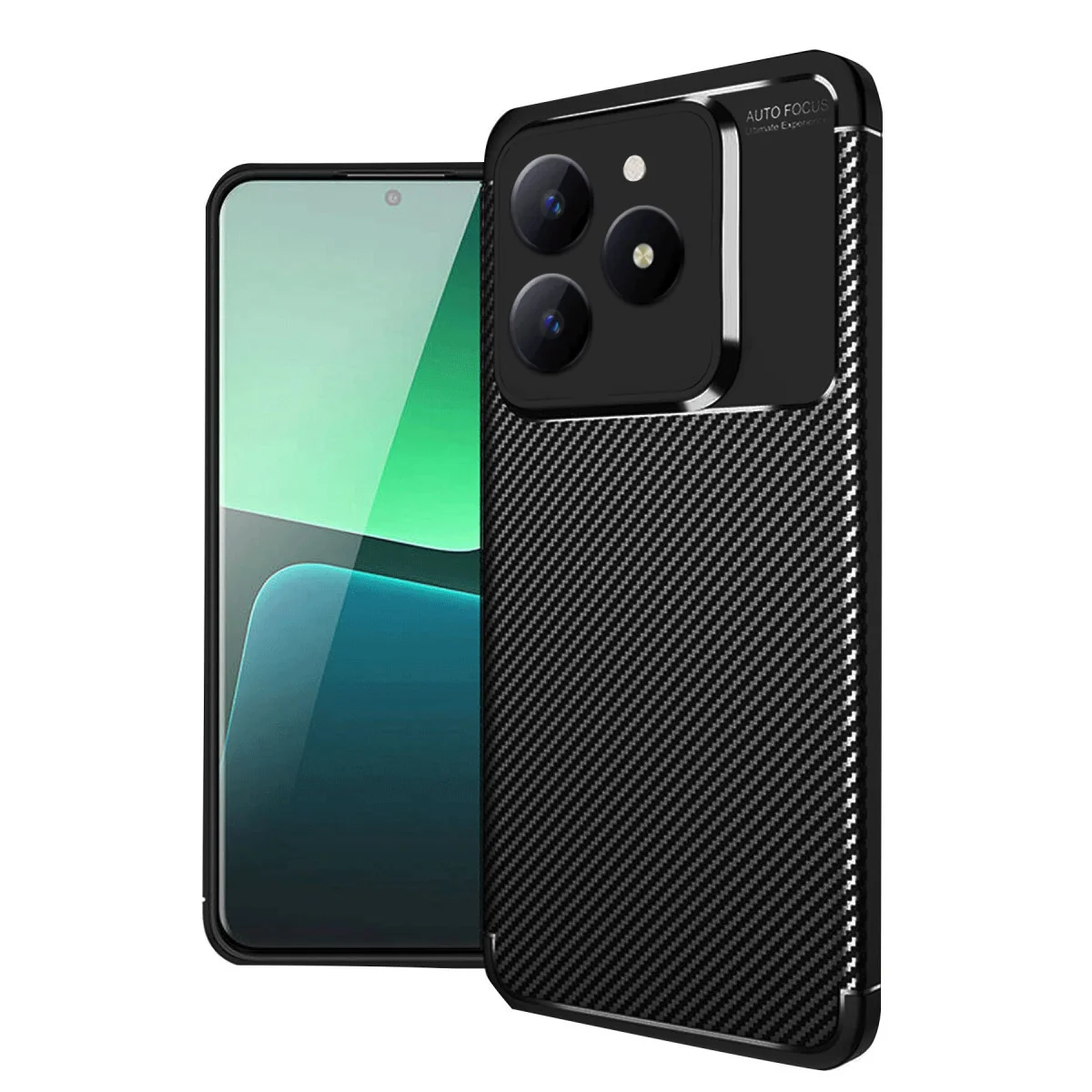 Realme C61 Kılıf Auto Focus Karbon Kapak - Siyah