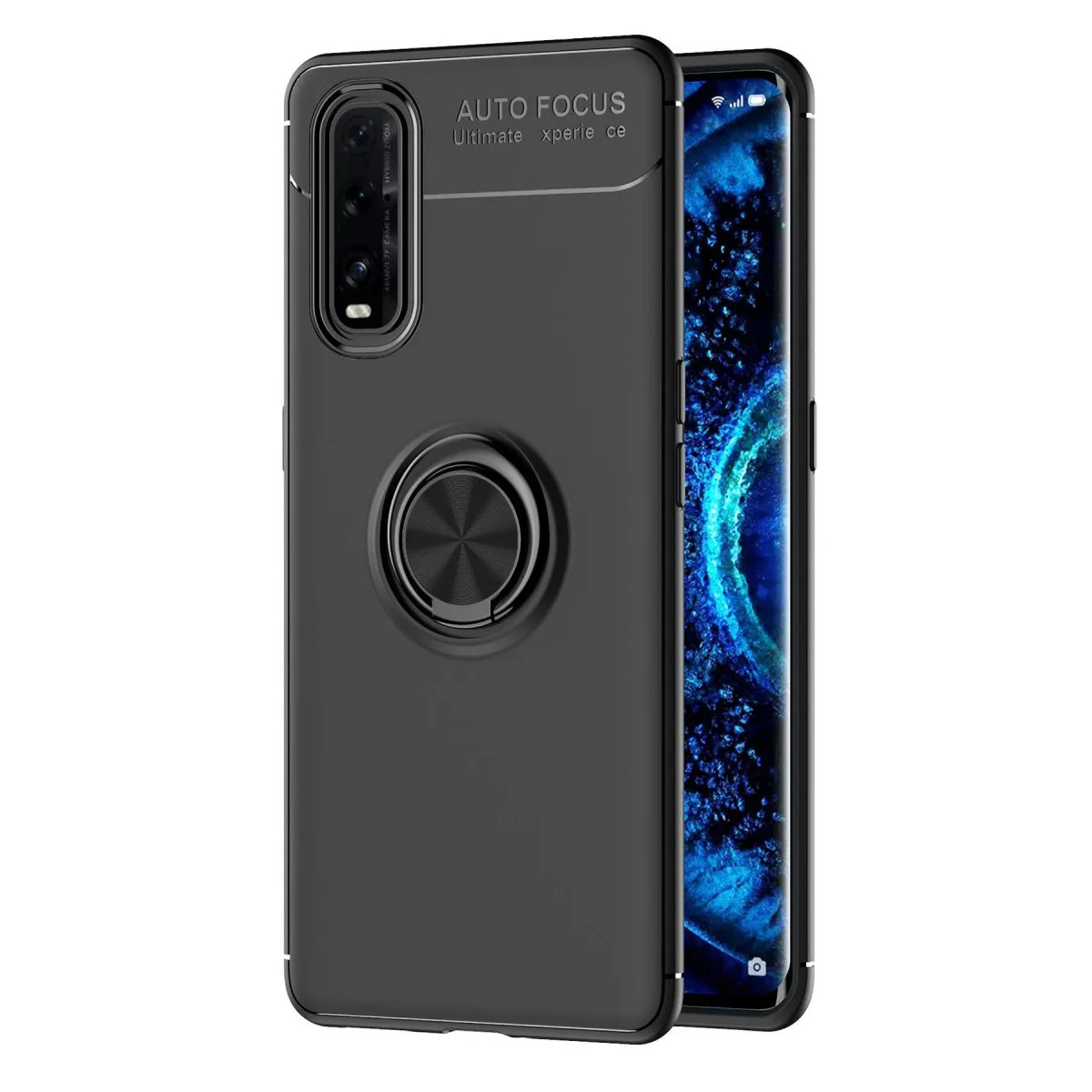 Find X2 Kılıf Range Yüzüklü Silikon - Siyah
