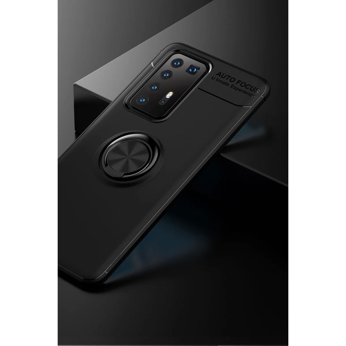 P40 Pro Kılıf Range Yüzüklü Silikon - Siyah