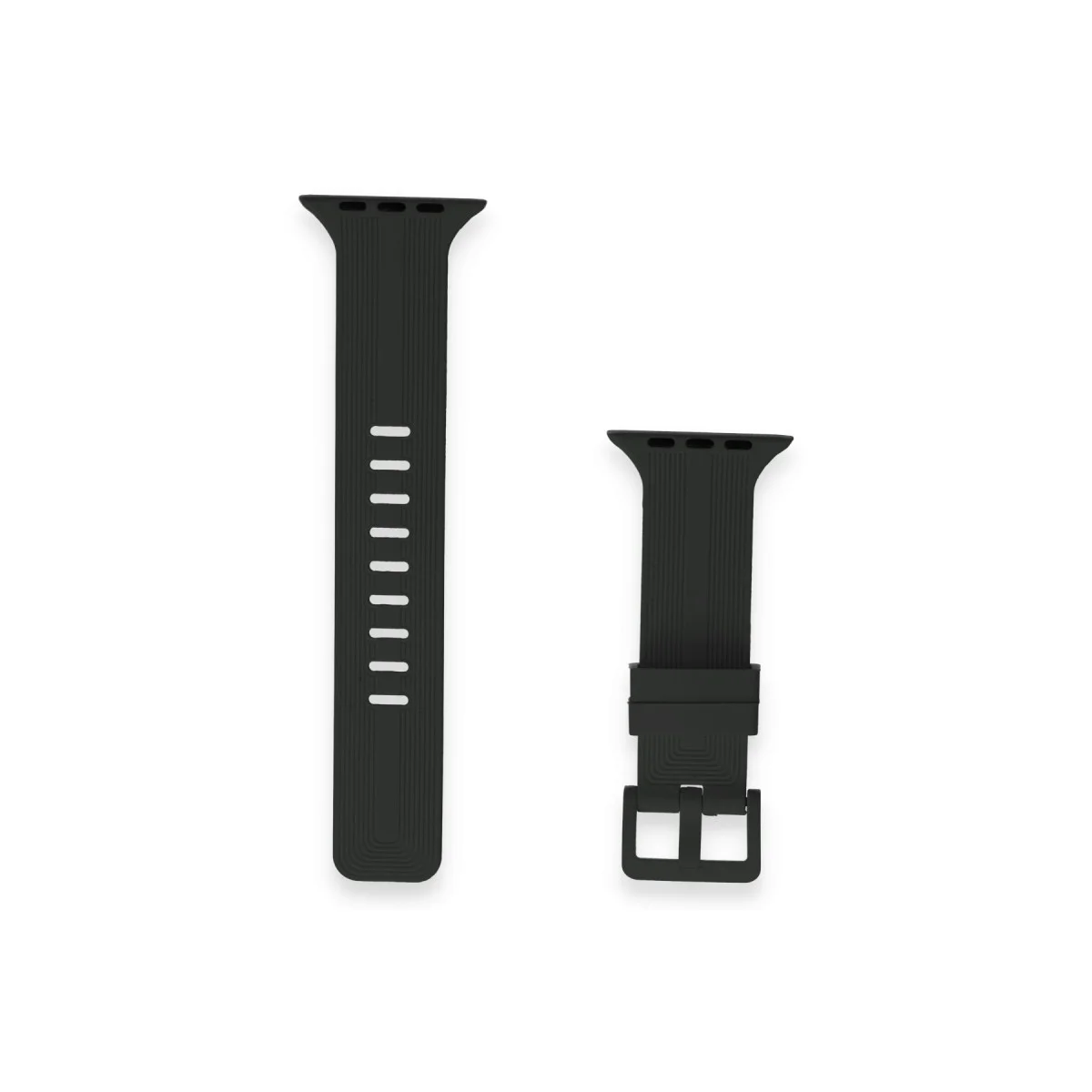 Watch 42mm KR408 Çizgili Silikon Kordon - Siyah