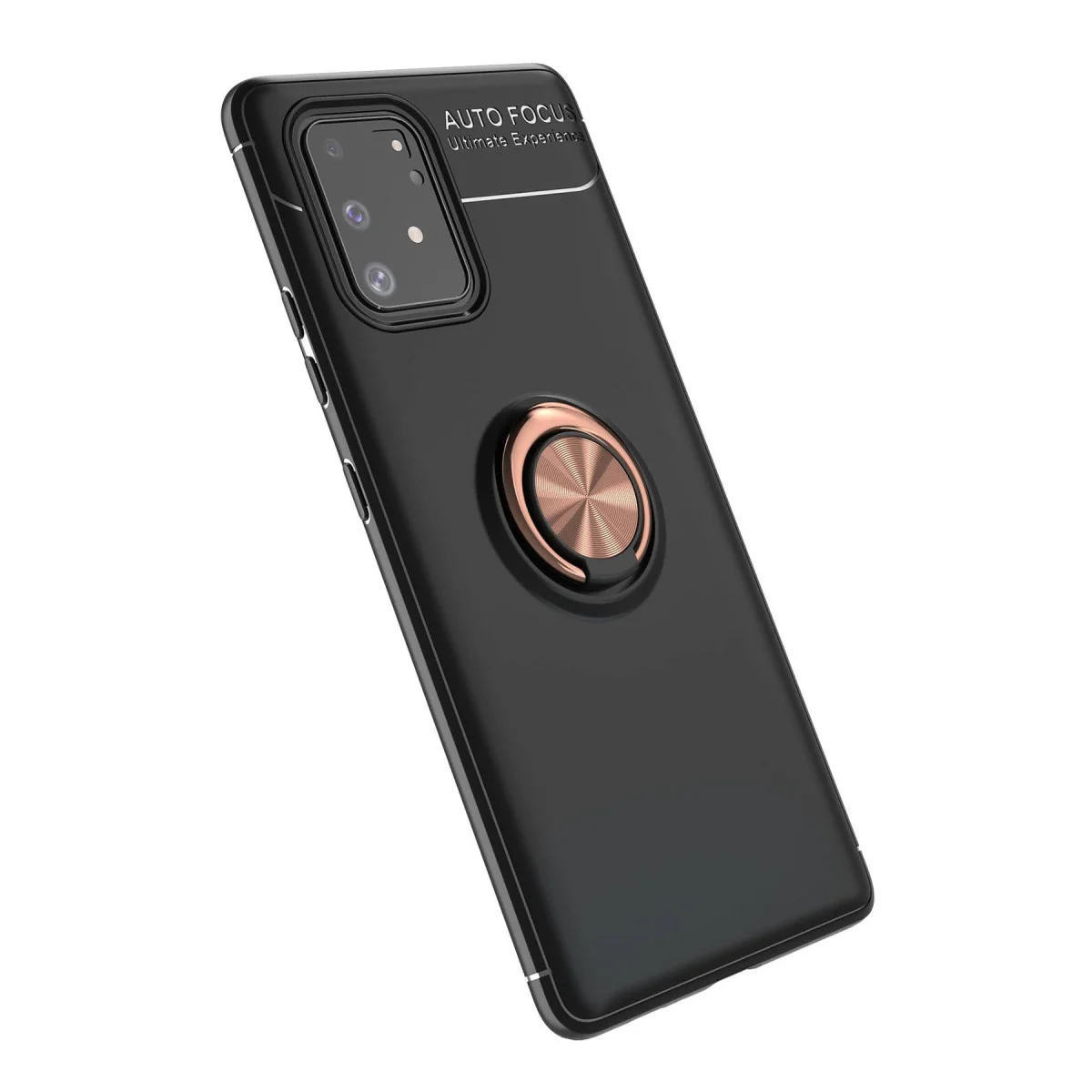 Galaxy A91 / S10 Lite Kılıf Range Yüzüklü Silikon - Siyah-Gold