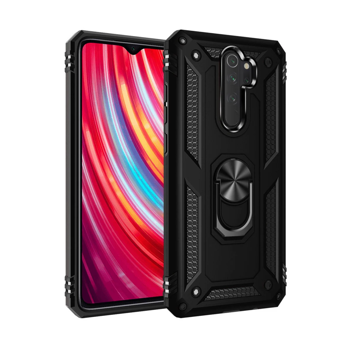 Redmi Note 8 Pro Kılıf Sofya Yüzüklü Silikon Kapak - Siyah