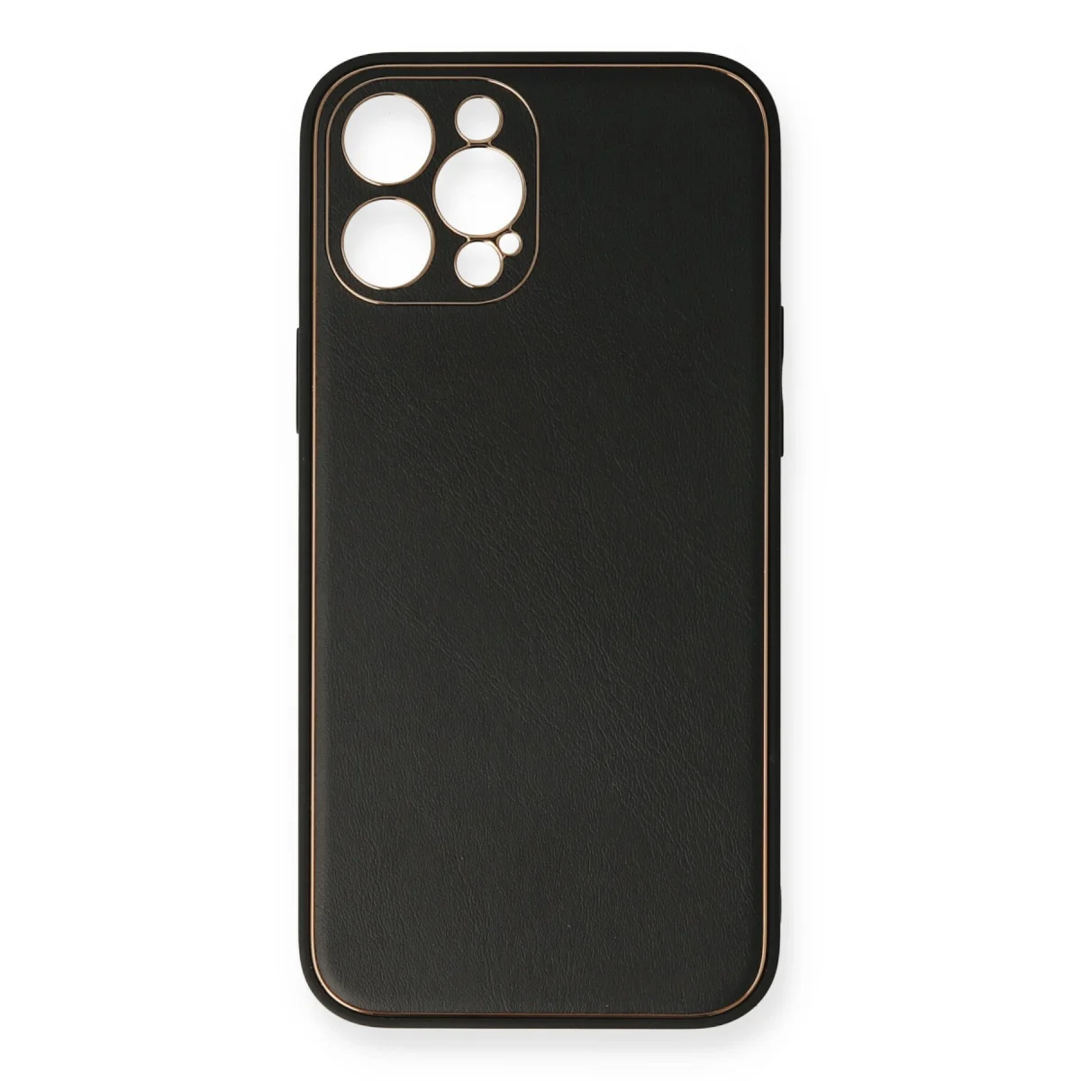 iPhone 12 Pro Kılıf Coco Deri Silikon Kapak - Siyah