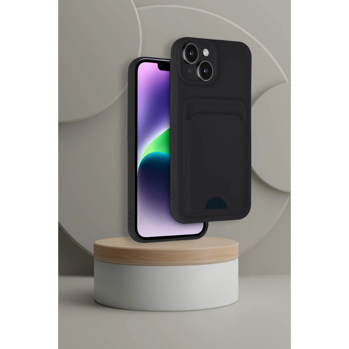iPhone 14 Kılıf Kelvin Kartvizitli Silikon - Siyah
