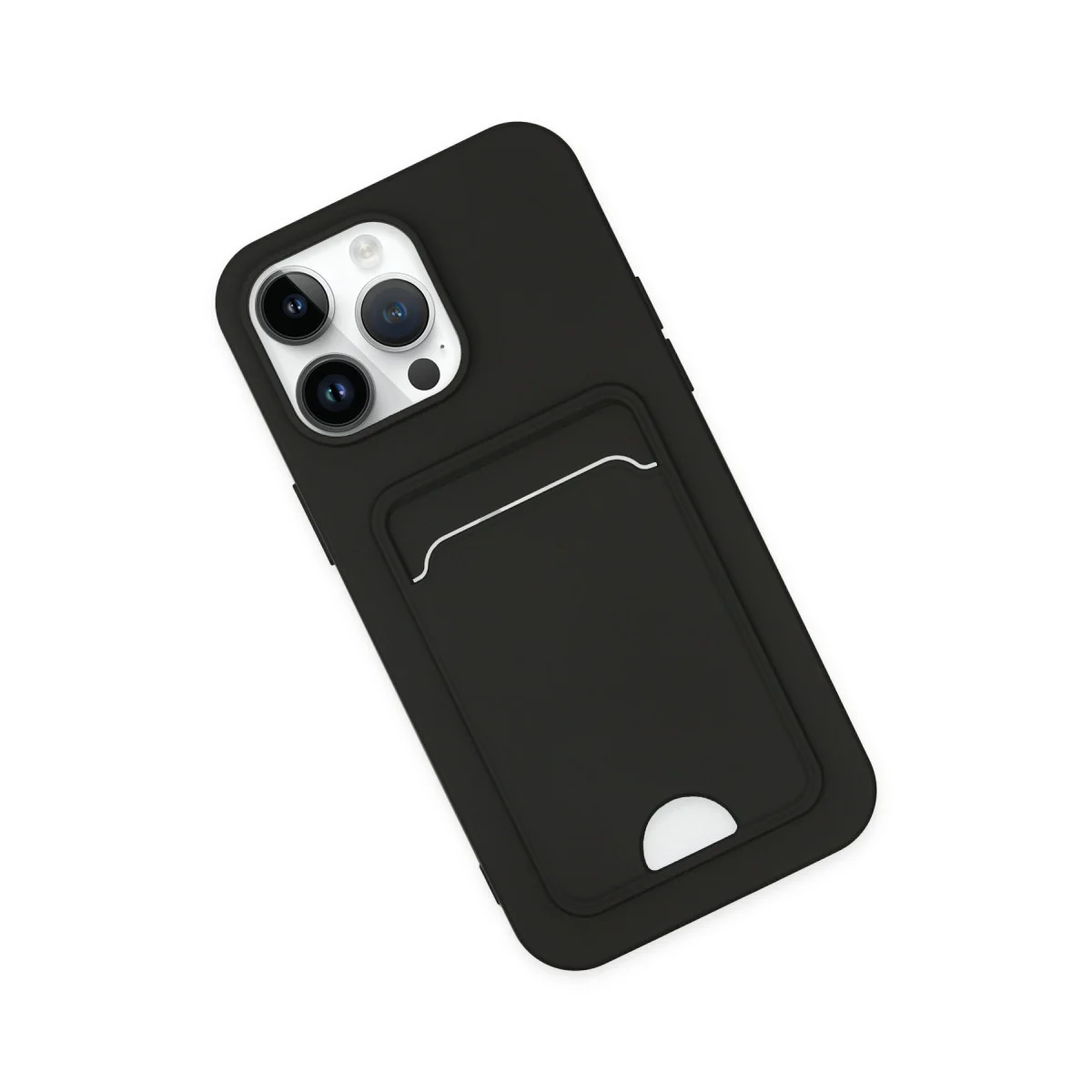 iPhone 14 Pro Kılıf Kelvin Kartvizitli Silikon - Siyah
