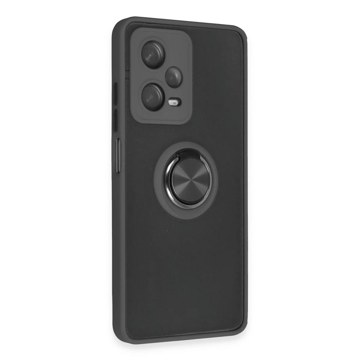 Redmi Note 12 5G Kılıf Montreal Yüzüklü Silikon Kapak - Siyah