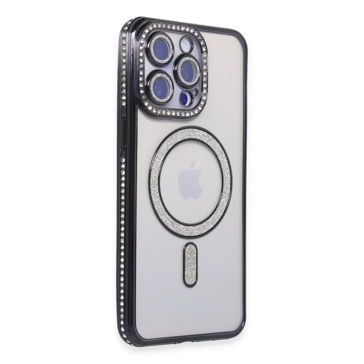 iPhone 15 Pro Max Kılıf Joke Simli Magneticsafe Kılıf - Siyah