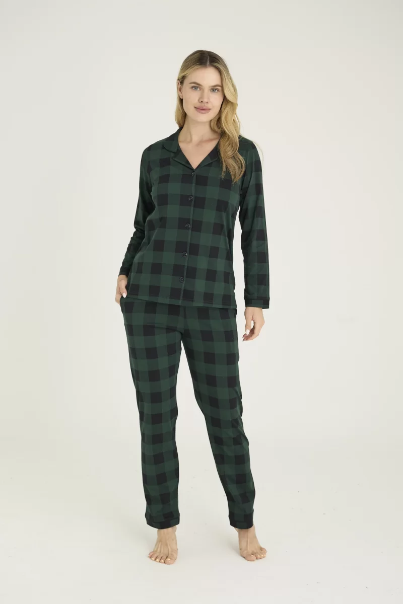 9209-K Kadın Apaj Yaka Pijama Takım