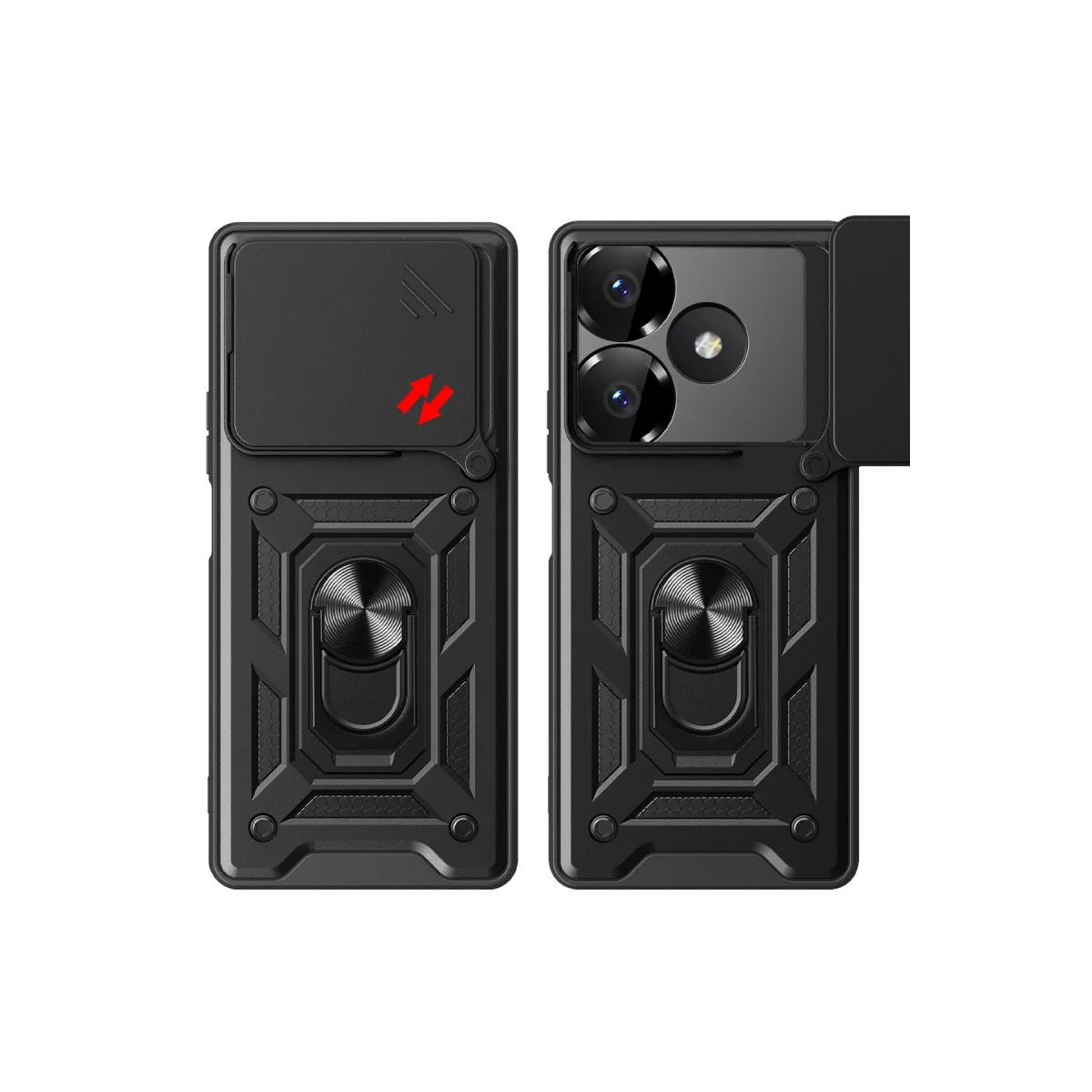 Redmi 13 4G Kılıf Pars Lens Yüzüklü Silikon - Kırmızı