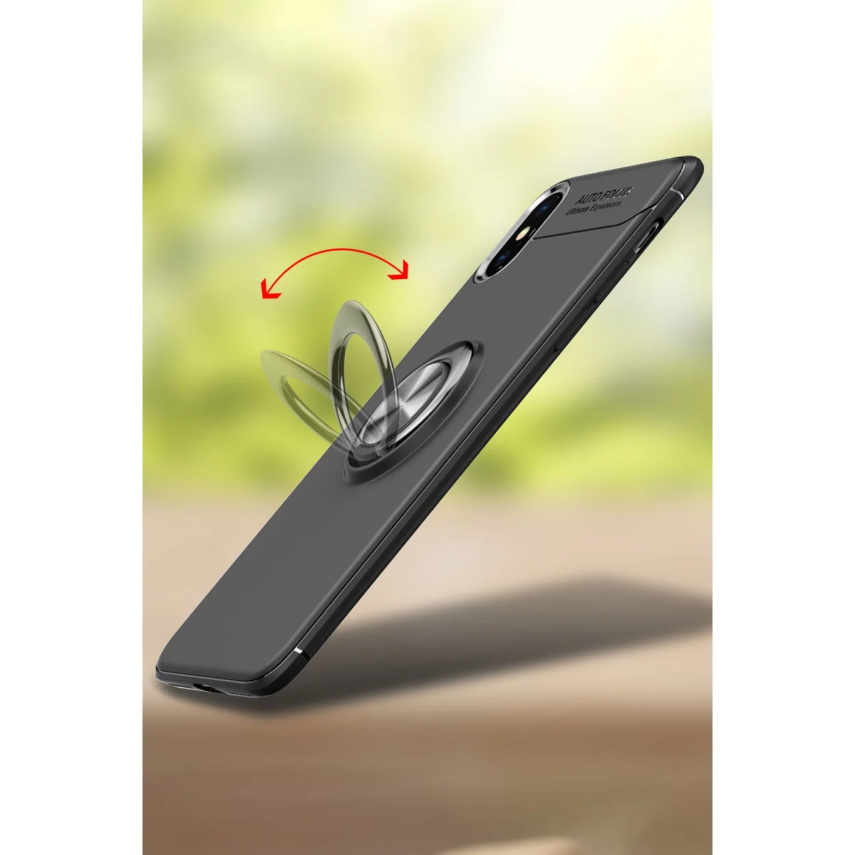 iPhone XS Kılıf Range Yüzüklü Silikon - Kırmızı