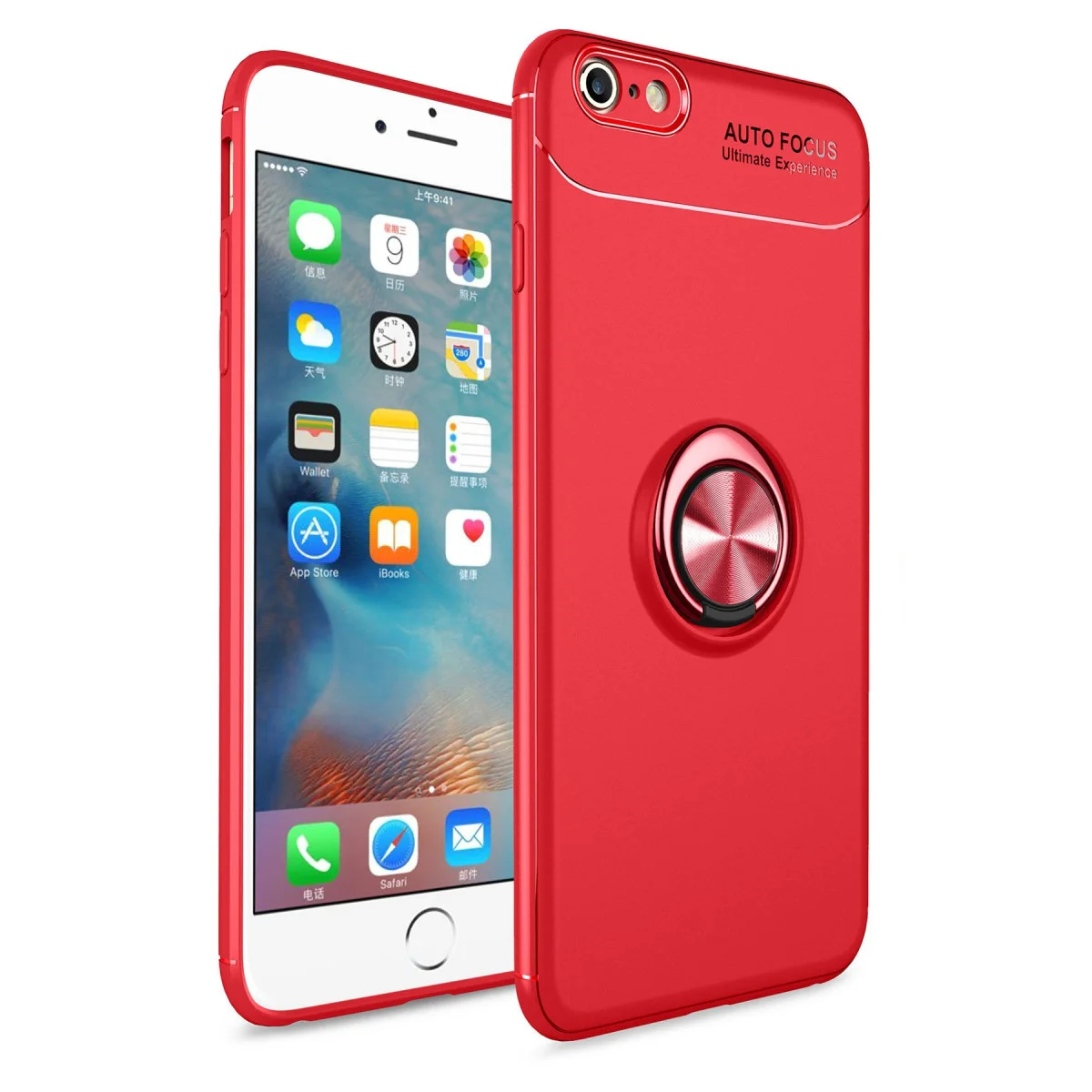 iPhone 6 Kılıf Range Yüzüklü Silikon - Kırmızı