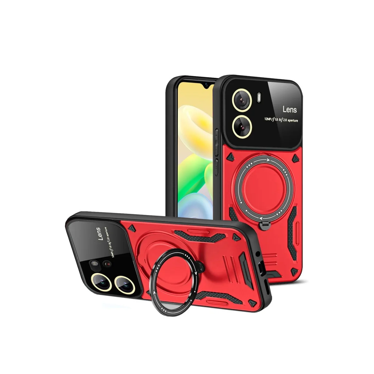 Y16 Kılıf Joy Lens Standlı Kapak - Kırmızı