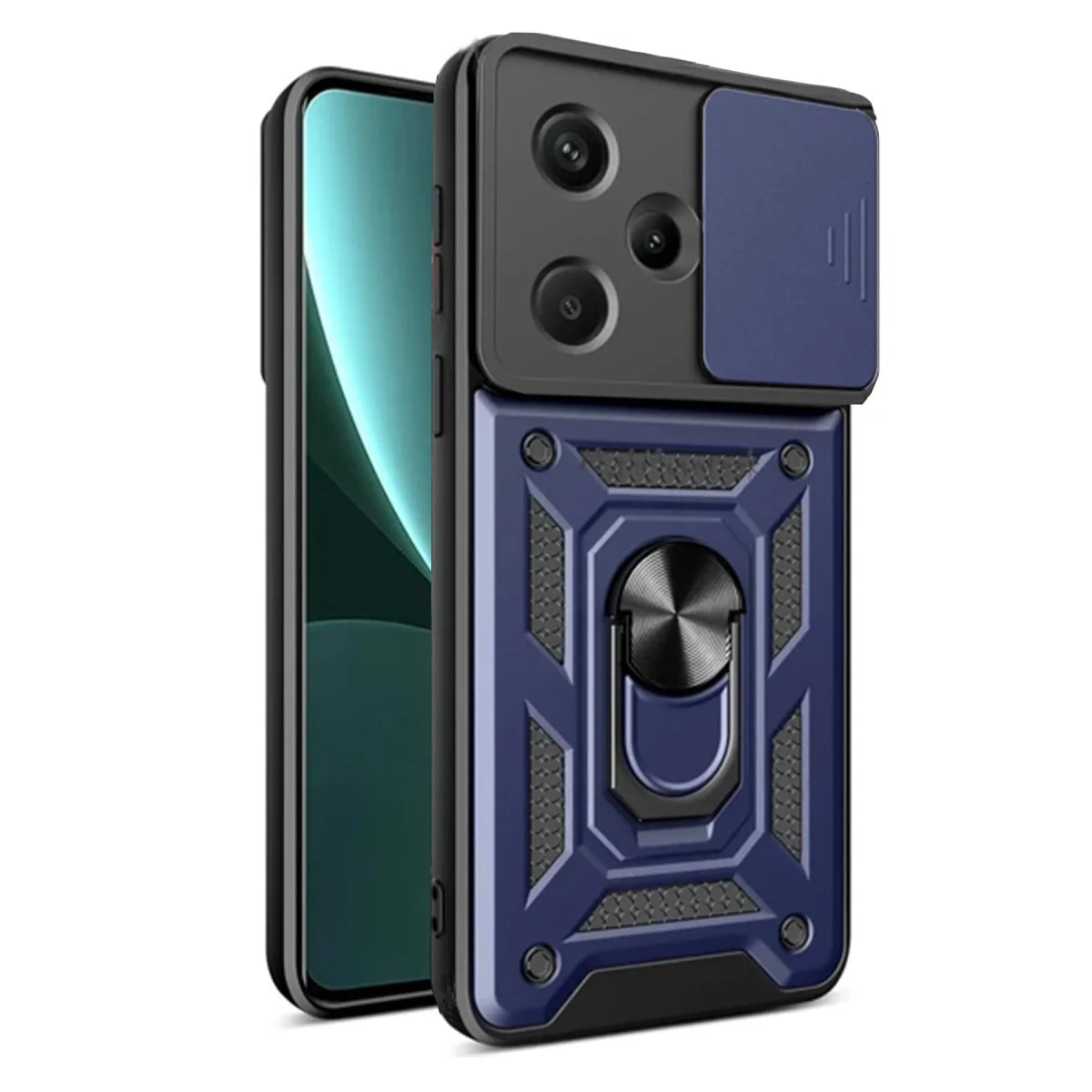 Redmi Note 13 Pro Plus Kılıf Pars Lens Yüzüklü Silikon - Lacivert