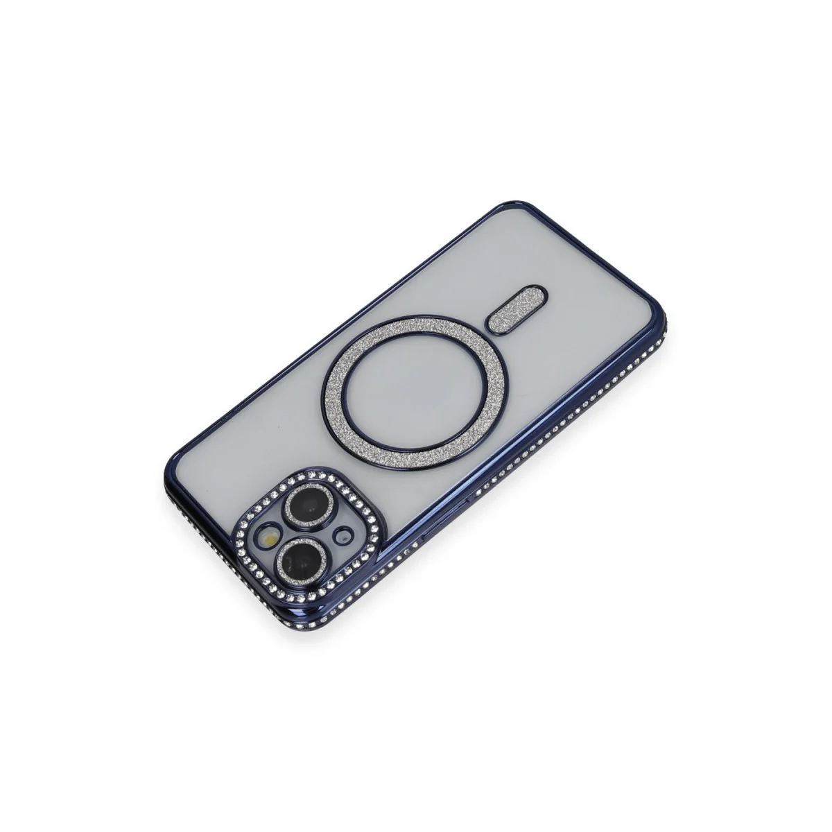 iPhone 13 Kılıf Joke Simli Magneticsafe Kılıf - Lacivert