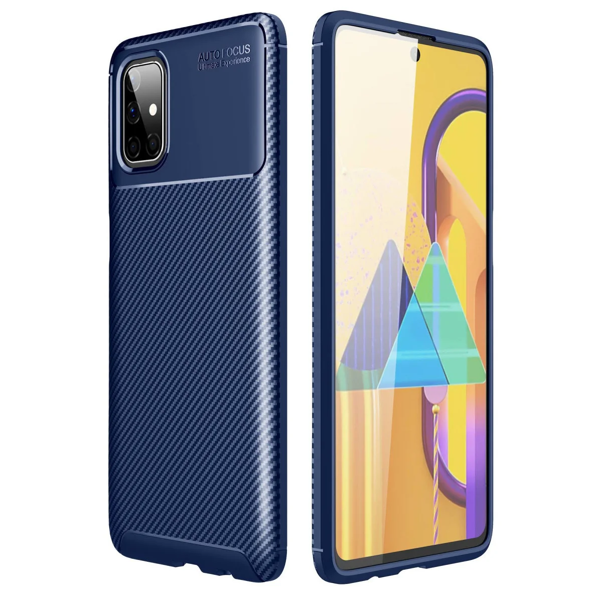 Galaxy M51 Kılıf Auto Focus Karbon Kapak - Lacivert