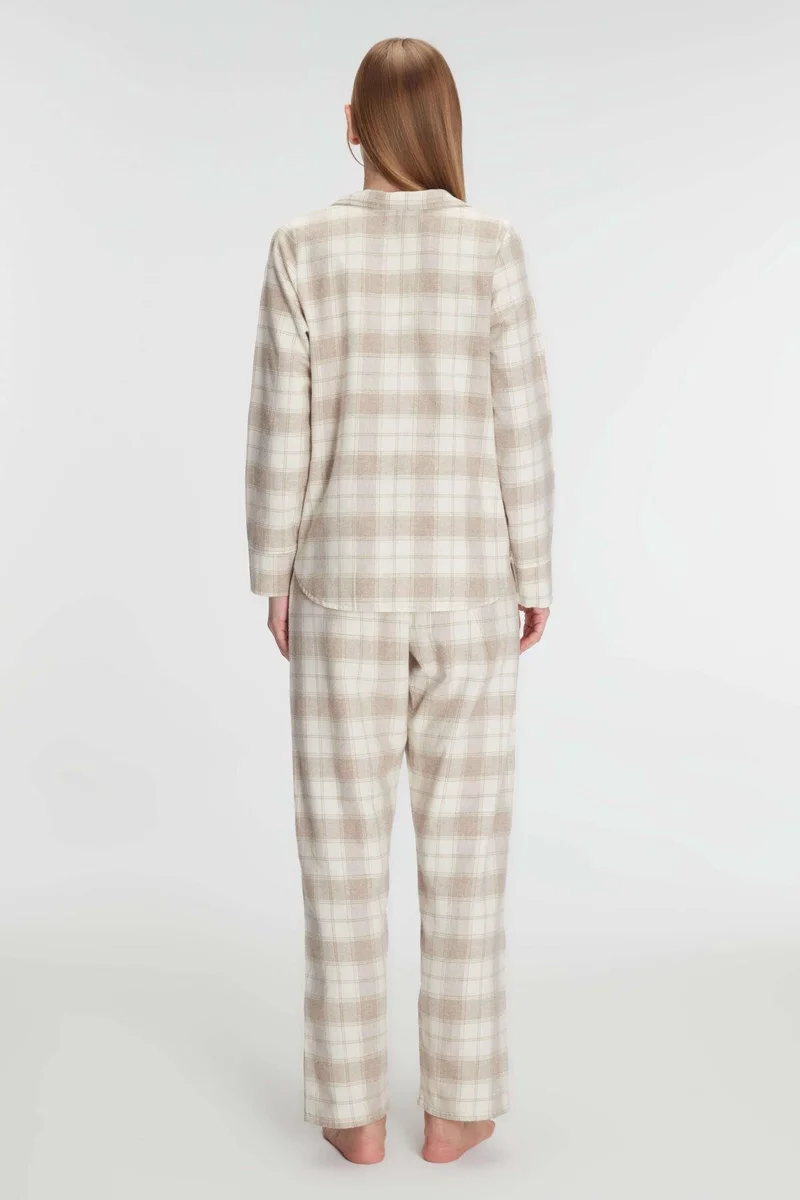 Pamuklu Uzun Kol Gömlek Pantolon Pijama Takımı
