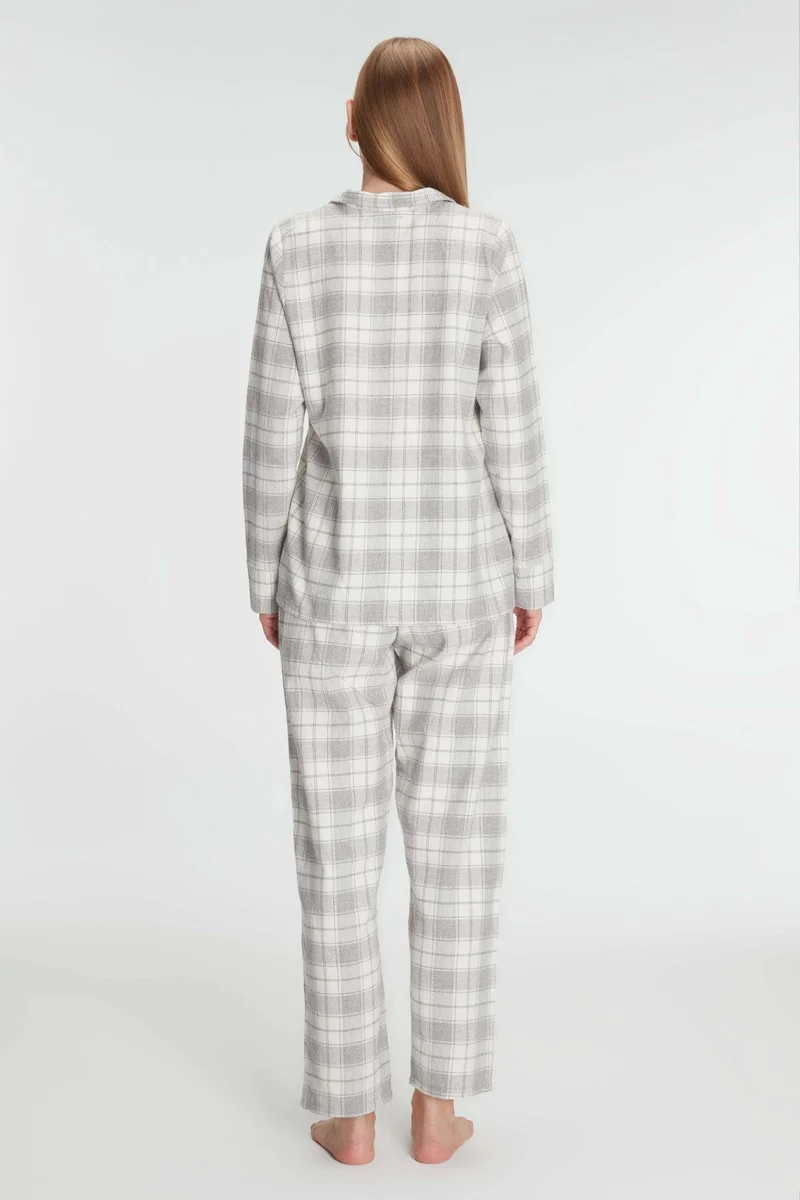 Anıl Kare Desenli Pamuklu Gömlek Pijama Takımı