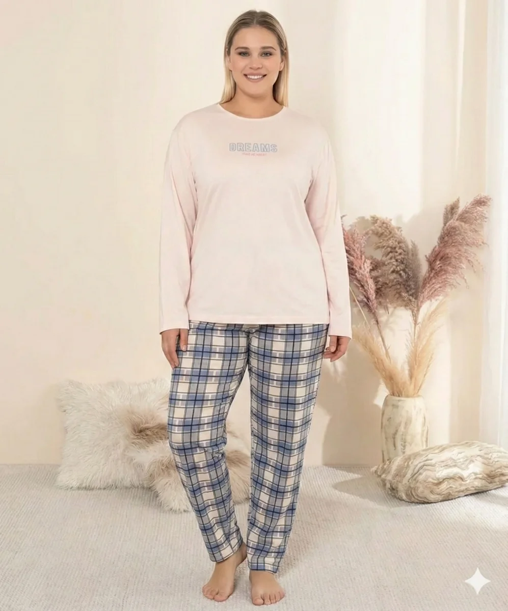 Boyraz 0165 Kadın Sandy Battal Uzun Kol Pijama Takımı