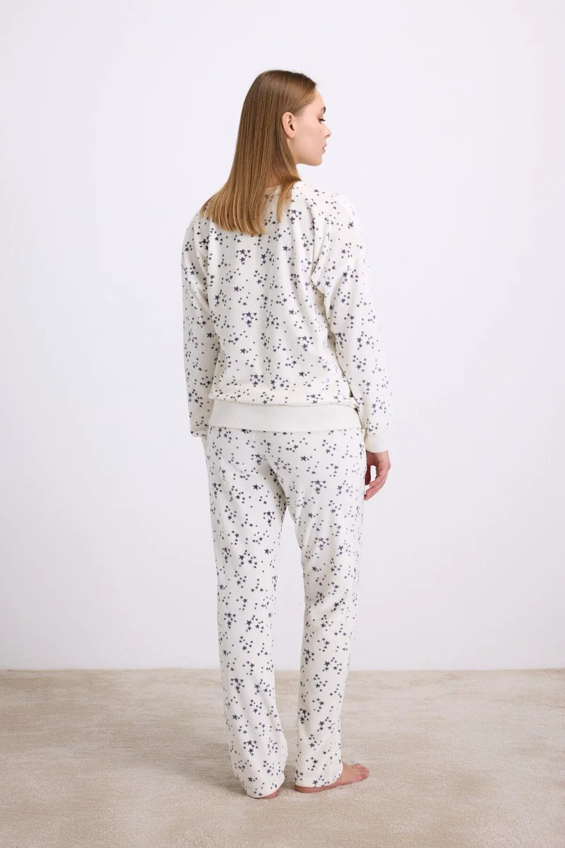 Yıldız Desenli Tencel Pamuklu 2'li Pijama Takımı