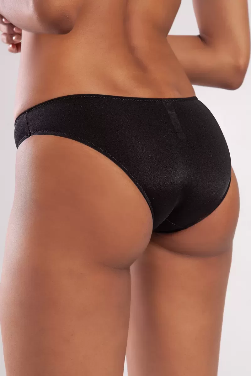 Golshan Garland Mini Slip, Kadın Güpürlü Siyah Külot