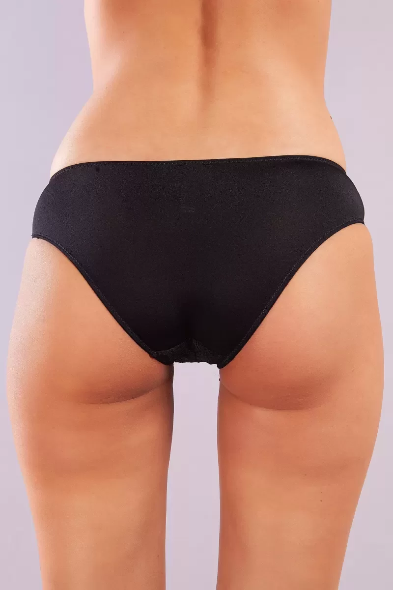 Golshan Gala Mini Slip, Kadın Dantelli Siyah Külot