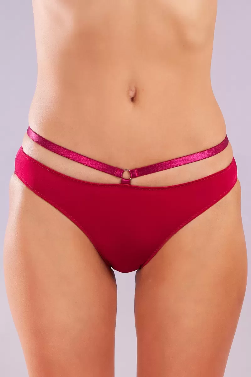 Golshan Gorbus Mini Slip, Kadın Micro Bel Şeritli Şarap Renkli Külot