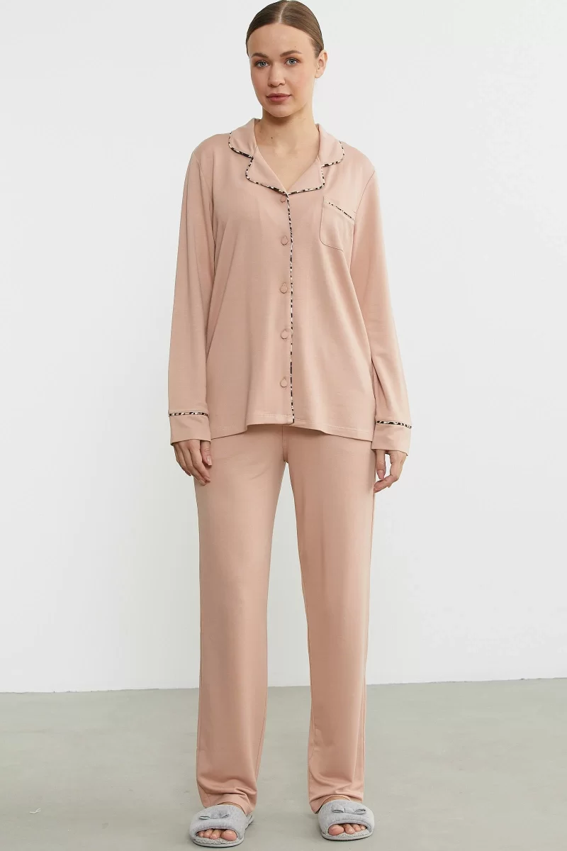 Sementa 76444 Düz Renk Gömlek Model Pijama Takım