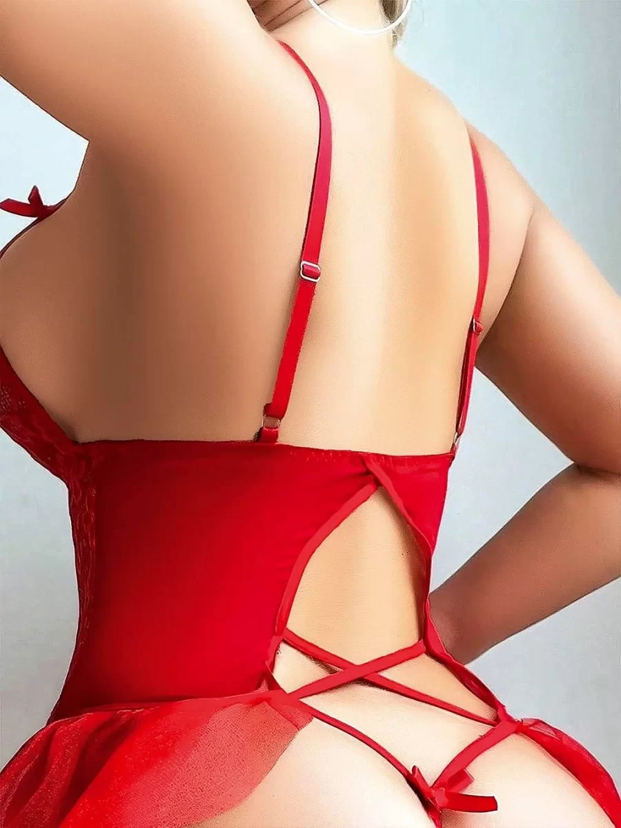 Freshness 3670 Dantel Detaylı Önü Dekolteli Fantezi Babydoll