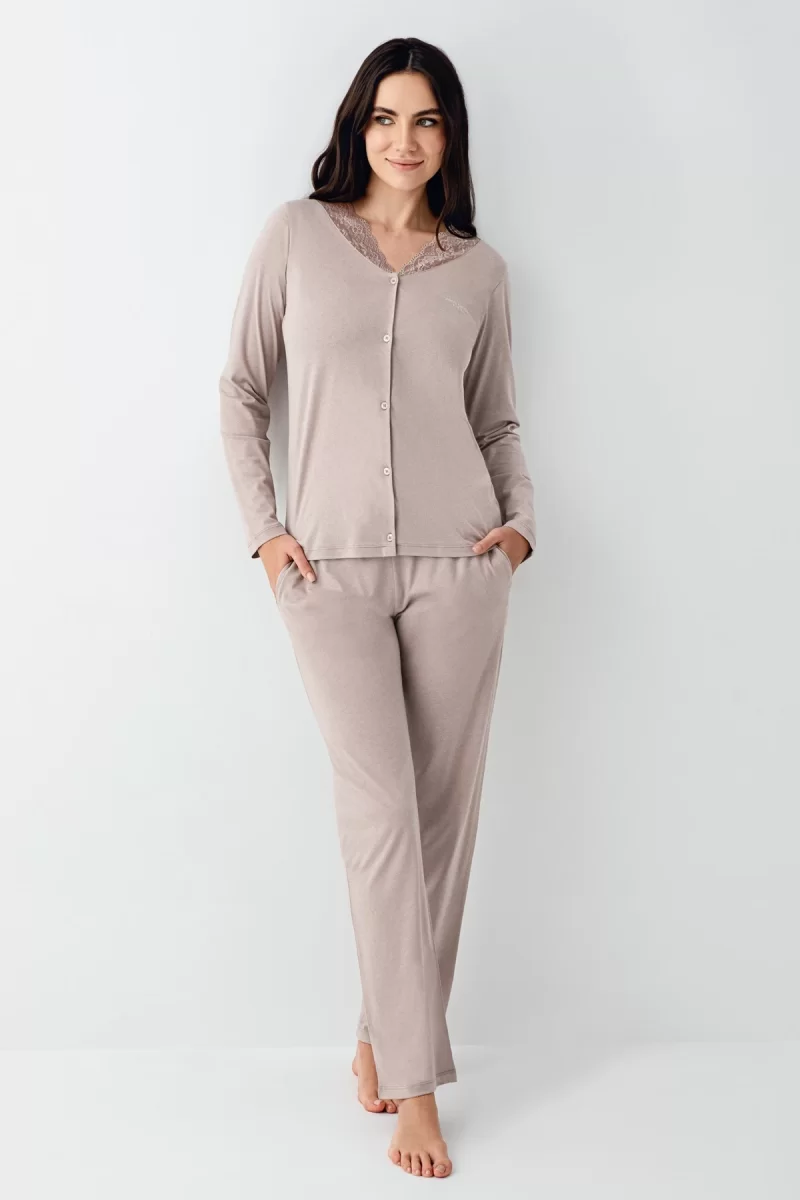 Pierre Cardin 9116-S Kadın Önü Düğmeli  Pijama Takımı