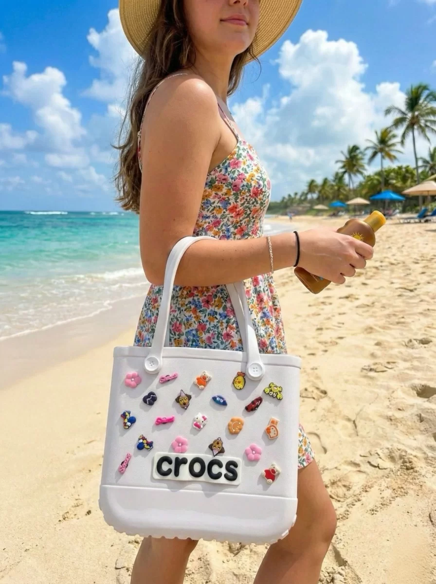 Crocs Stil Jibbitzli Kadın Plaj Çantası