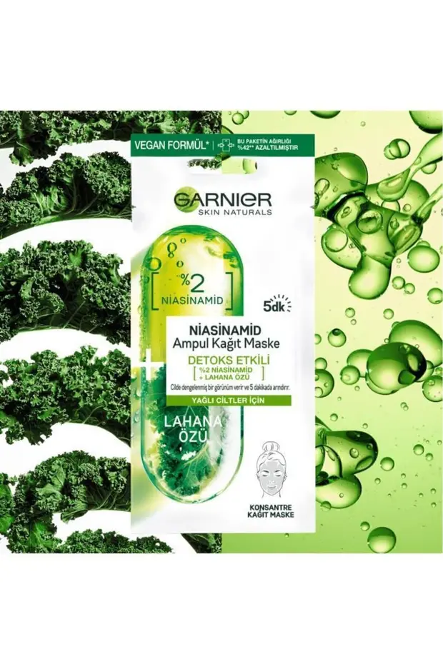Yüz Bakim Maskesi & Niacinamide Ampul Ve Detoks Etkili Kağıt Maske 1 Adet