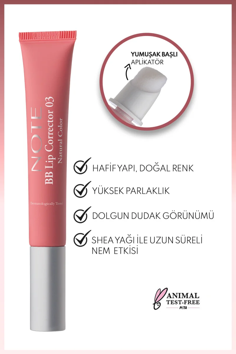 Dudak Parlatici & BB Lip Corrector Renk Eşitleyici No: 03 Pembe