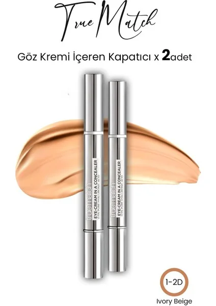 Kapatici & True Match Göz Kremi İçeren 2Sİ 1 Arada No: 1-2D Ivory Beige