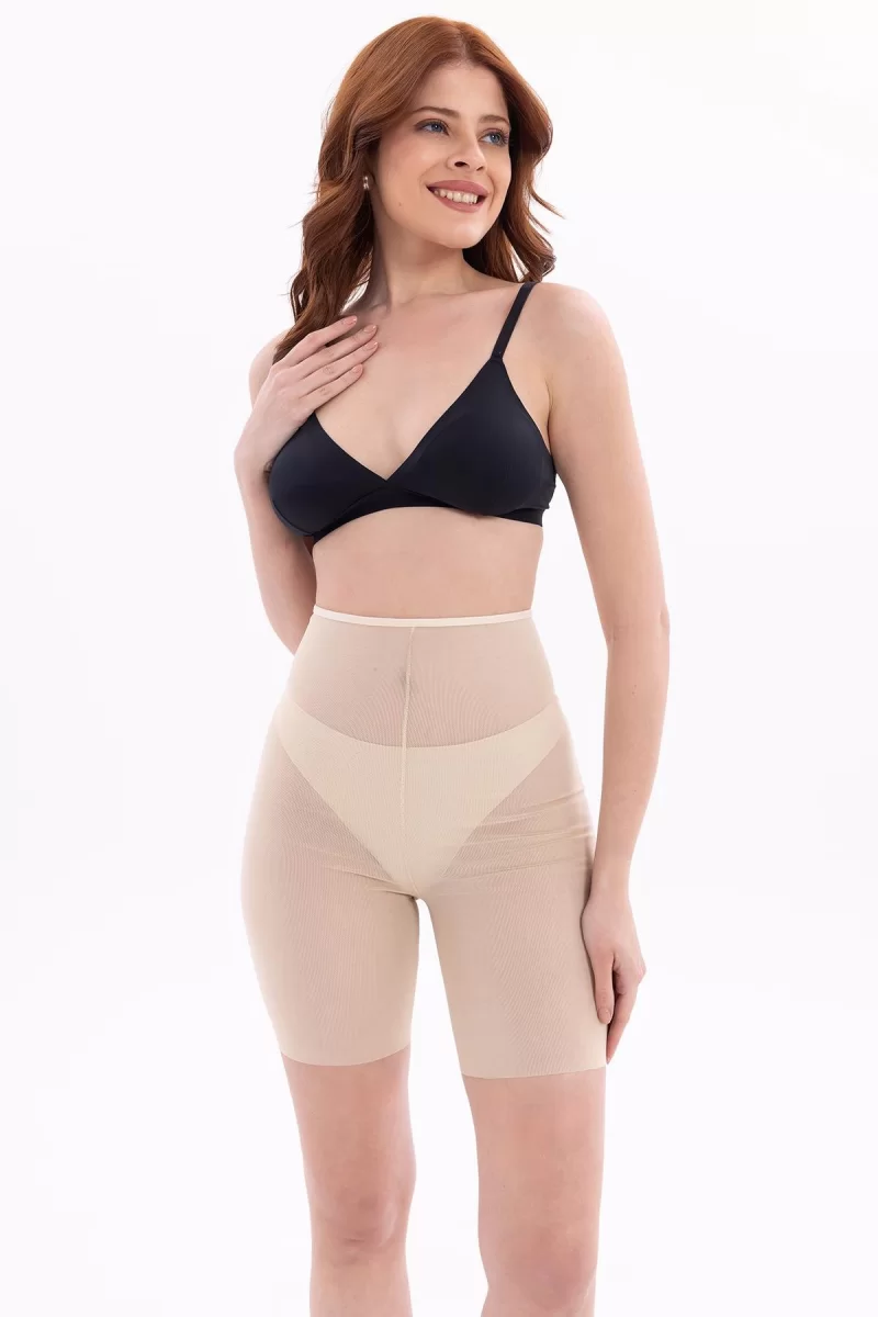 Ten  2705 Lazer Tül Toparlayıcı Paçalı Boxer Hayalet Korse