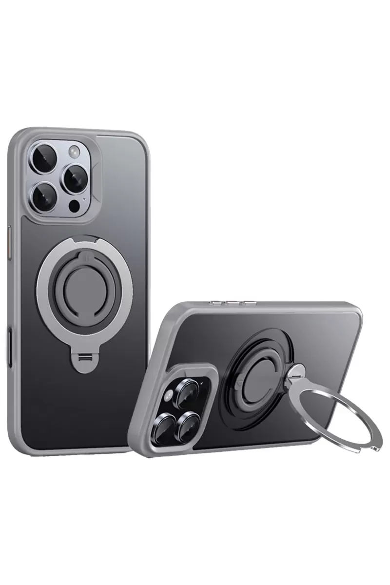 iPhone 16 Pro Avatar 360 Dönen Magsafe Kapak - Titan Gri
