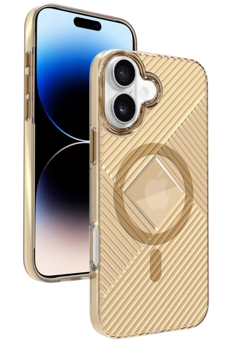iPhone 16 Stella PC Sert Magsafe Kılıf - Gold
