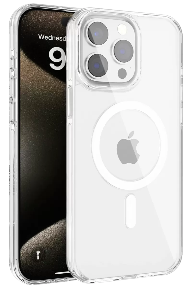 iPhone 15 Pro Max Gleam PC Sert Magsafe Kılıf - Şeffaf