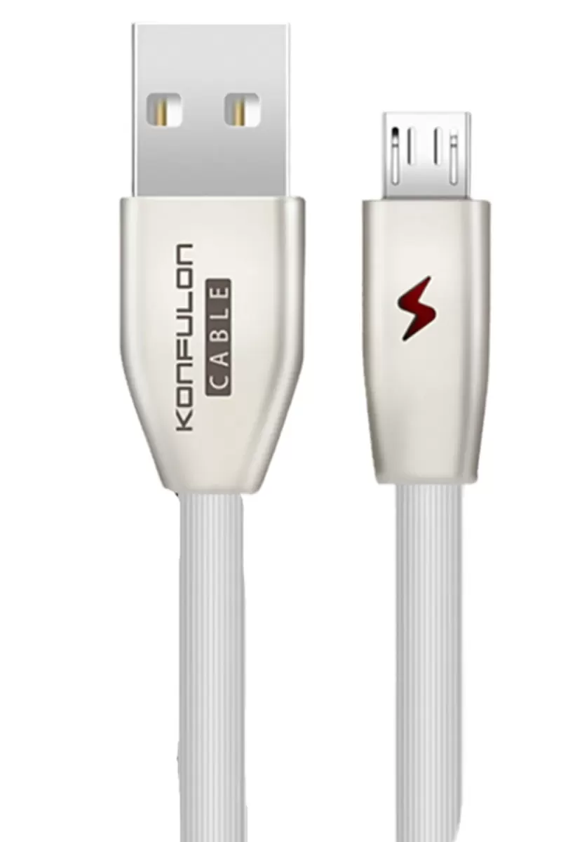 S53 Led Işıklı Micro USB Kablo 1M 3A - Beyaz